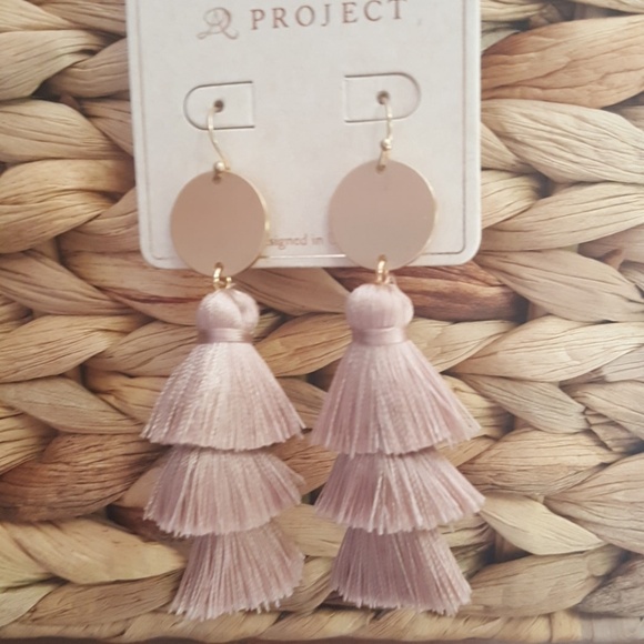 Trendy Boho Pale Pink Multi layered Tassel earrings - Picture 3 of 6